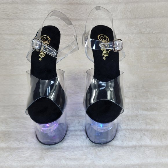 Led Lighted Multi Function Flashdance Clear Platform 7" Heels - Picture 13 of 15